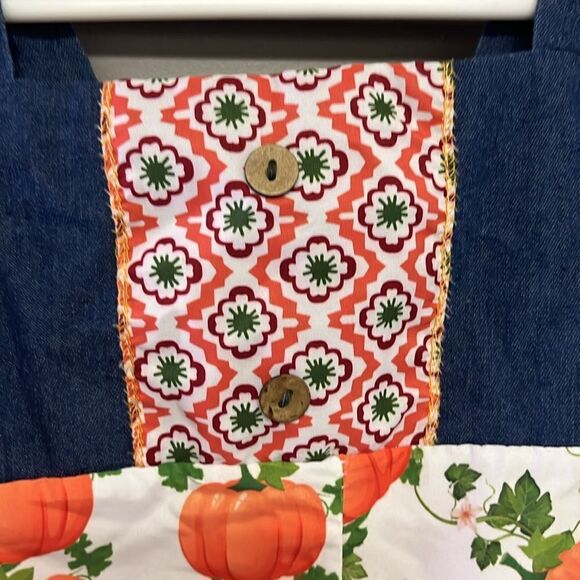 Pumpkin Girls Sleeveless Ruffles Pull-On Fall Pattern Overalls *see measurements - Picture 5 of 11